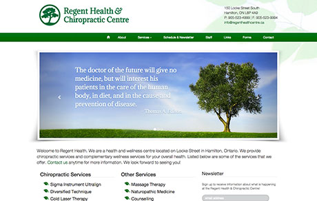 Regent Health & Chiropractic Centre Website